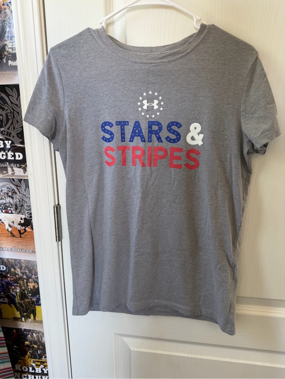 Under Armour Gray Tee with Stars & Stripes Graphic